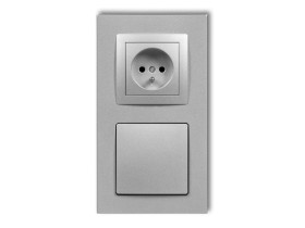 DECO Gniazdo odkurzacza centralnego z gniazdem pojedynczym z uziemieniem DECOvac srebrny metalik 7DGV-2 KARLIK