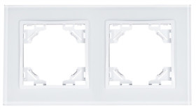Quadra Ramka Szklana, Podwójna, Biała, Do Gniazd I Włączników