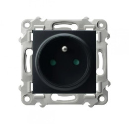 SZAFIR Gniazdo pojedyncze z uziemieniem z przesłonami torów prądowych czarny metalik GP-1ZZP/m/33