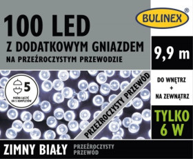 Lampki choinkowe LED 100l z gniazdem MIX biały 9,9m 230V/31V 6W IP44 przeźroczysty na zewnątrz i do wnętrz 13-104