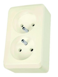 Prima Gniazdo podwójne z uziemieniem beżowe WDE001143