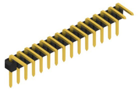 Pin header, 15 pole, pitch 2.54 mm, angled, black, 10080314