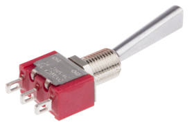 Przełącznik Wł.-wł. średnica wycięcia 6.35mm SPDT RS PRO Montaż panelowy długość przełącznika 20mm