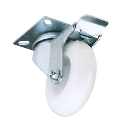 Draper 65504 100mm Dia. Swivel Plate Fixing Nylon Wheel w Brake - S.w.l. 125kg