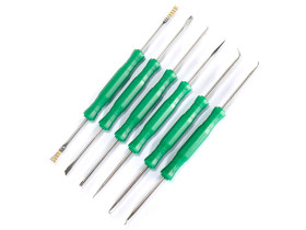 Zestaw narzędzi do serwisu skrobaki dłubaki haki zielone