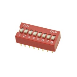 PRZEŁĄCZNIK DIP SWITCH 8 TORÓW CZERWONY ON-OFF