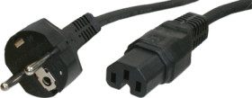 Device connection cable, Europe, plug type E + F, straight on C15 socket, straight, H05RR-F3G1.0 mm², black, 2.5 m, VIIG-H05RRF3