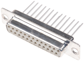 Złącze D-Sub 25-pinowe Żeński Proste Montaż na panelu raster 2.76mm