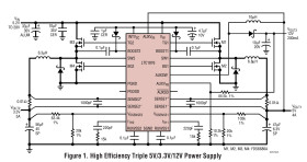 High Efficiency, 2-Phase, Dual Synchronous Step-Down Switching Controller and Step-Up Regulator