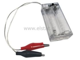 Koszyk na baterie 2xR6 przeźr.pokryw + krokodyl