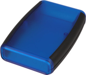 ABS handheld enclosure, (L x W x H) 117 x 79 x 24 mm, blue/transparent, IP54, 1553BTBUBKBAT