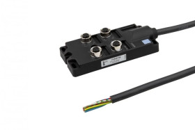 VK98E199, rozdzielacz, 25x124x54mm, 30V, 4x M12 5pin, Stały rozdzielacz kablowy / podłączona linia magistralna