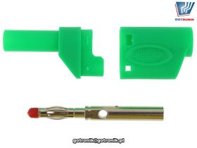 Wtyk banan 4mm prosty bezpieczny zielony Amass 25.502.4