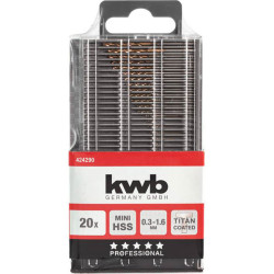 kwb 424290 HSS titanium Metal Twist Drill set 20-piece 0.3-1.6mm
