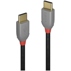 LINDY 36871 USB 2.0 USB-C plug to USB-C plug cable 1m Black Grey