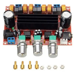 WZMACNIACZ STEREO 2x50W+100W 2.1 SUBWOOFER 12-24V TPA3116D2 NE5532 (AMP-82115)