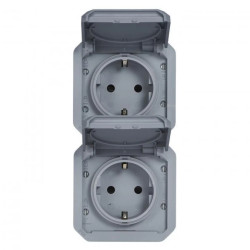 NOWE PLEXO 55 Gniazdo schuko 2x2P+Z pionowe mechanizm 16A - 250V AC szare 069577L