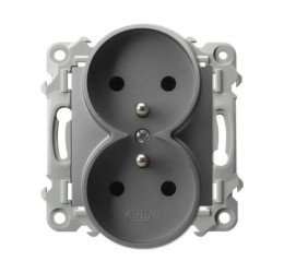 SZAFIR Gniazdo podwójne z uziemieniem moduł bez ramki szary mat GP-2ZRZ/m/70