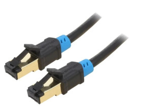 VAP-A06-B1000 Patch cord S/FTP 6 Cu PVC czarny 10m RJ45 wtyk,z obu stron
