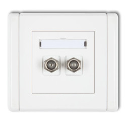 FLEXI Gniazdo antenowe podwójne typu F (SAT) pozłacane biały FGF-2.1