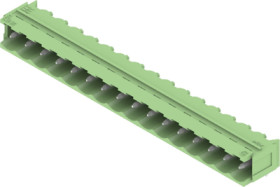 Pin header, 16 pole, pitch 5.08 mm, angled, green, 1526290000
