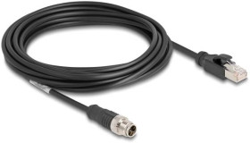 kabel LAN Delock 80868, 1 szt., RJ45, M12, CAT 5e, S/FTP, 5.00 m, czarny