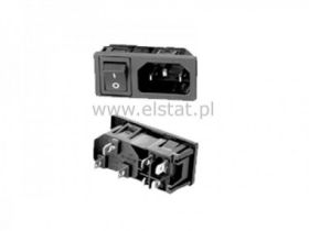 Gniazdo męskie zasil. 3 PIN + wyłącznik poziom.