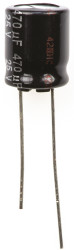 Kondensator 470μF 25V dc Radialny, Otwór przelotowy Panasonic roztaw: 5mm 10 (Dia.) x 12.5mm
