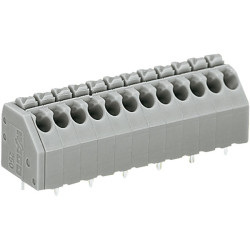 WAGO 250-209 9 Pole 3.5mm 8A 45° Push Button PCB Terminal Block Grey