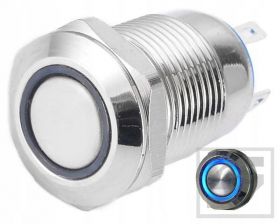 Przycisk LB12M/B5-24V;12mm;RING;LED niebieski;2A/250V;chwilowy;21.3mm
