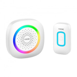 PELA DC, dzwonek bezprzewodowy bateryjny, learning system, 60 dźwięków, LED RGB, 300m, biały,DB-6/W