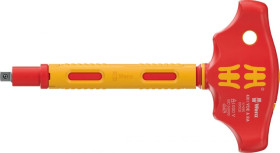 Adapter z rękojeścią poprzeczną 410 i VDE A RA izolowany VDE z funkcją grzechotki do kluczy nasadowych 1/4, 1/4 x 130 mm, WERA 0