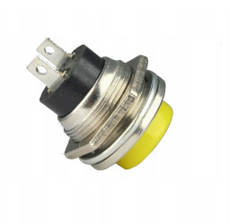 16mm 2-pin 2A Momentary NO Monostable OFF-(ON) Button Switch Talvico, Yellow