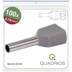 Quadrios 22C434 Twin Ferrule End Sleeves 0.75 mm&#xB2; Grey 1 Set