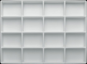 Thermoformed insert, with 16 compartments, white, (L x W x D) 340 x 250 x 38 mm, TE 16 S