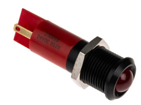 Lampka kontrolna do montażu panelowego 24V dc, czerwona 14mm LED Końcówka lutownicza RS PRO