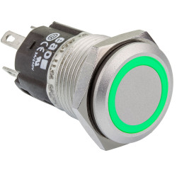 EAO 82-4551.1133 EAO Series82 82-4551.1133 Illum Button Mo16mm Al Flat Green 12V