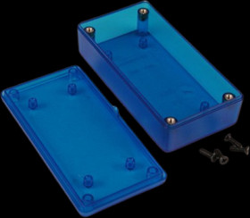 ABS enclosure, (L x W x H) 99 x 51 x 20 mm, blue/transparent, IP54, 1591XXATBU
