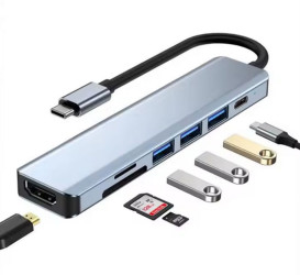 ROZDZIELACZ ADAPTER USB-C NA 3XUSB USB-C HDMI 4K TF SD CARD (ZLHUB-7IN1)
