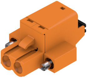 Socket header, 2 pole, pitch 5 mm, straight, orange, 1017420000
