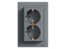 ASFORA Gniazdo podwójne z uziemieniem schuko stal z ramką EPH9900162 SCHNEIDER ELECTRIC