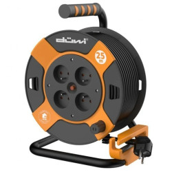Przedłużacz bębnowy 4-gniazdowy H05VV-F 3G1.0, 25m pomarańczowo-czarny / 24625