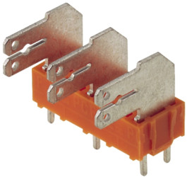 PCB terminal, 2 pole, pitch 10 mm, AWG 24-14, 15 A, faston plug, orange, 9511700000