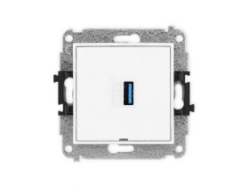MINI Mechamizm gniazda pojedynczego USB A-A 3.0, bez pola opisowego biały mat 25MGUSBBO-5 KARLIK