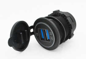 Ładowarka samochodowa USB + 3.0, podświetlenie niebieskie