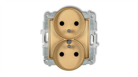 Mini Gniazdo Podwójne Z/U Z Przesłonami Złoty 29Mgpr-2Zp