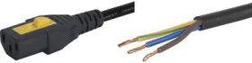 Connection cable, International, C13 socket, straight on open end, H05VV-F3G1.0 mm², black, 2 m, 6051.2009