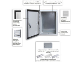Obudowa hermetyczna natynkowa 600x600x250 mm drzwi metal płyta montażowa IP65 5908218937178 KUBIAK
