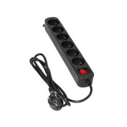 Przedłużacz 6gn 3m z wył. cz. czarny