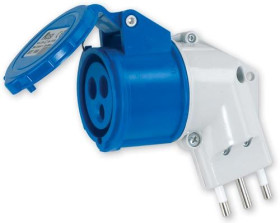 Adapter do przedłużacza sieciowego 16A Wtyczka, gniazdo 230 V 2P + E RS PRO Niebieski IP20